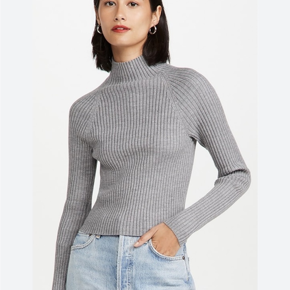 Alice and Olivia mock neck rib sweater